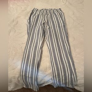 Roxy white and blue striped beach pants